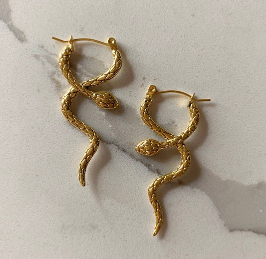 Gold Snake Earrings