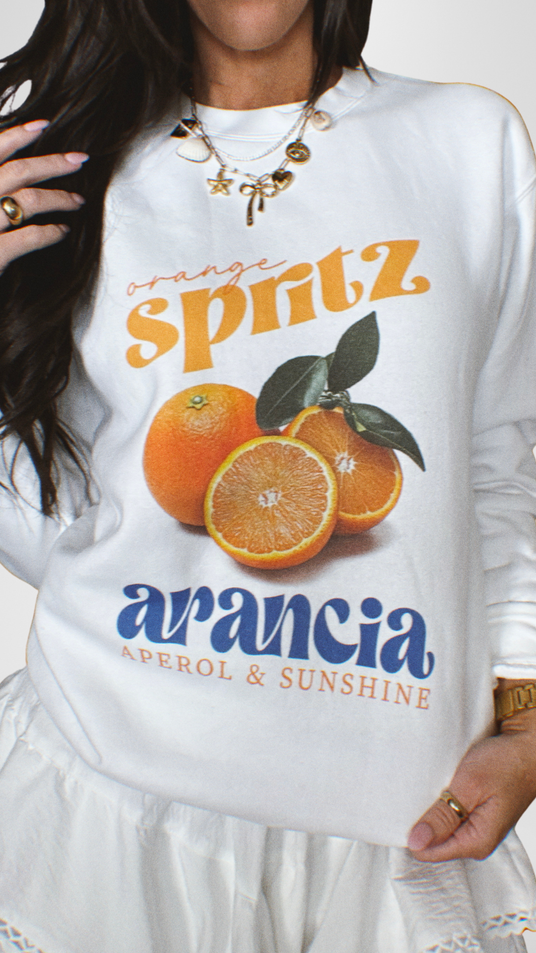 Orange Spritz Sweatshirt - White