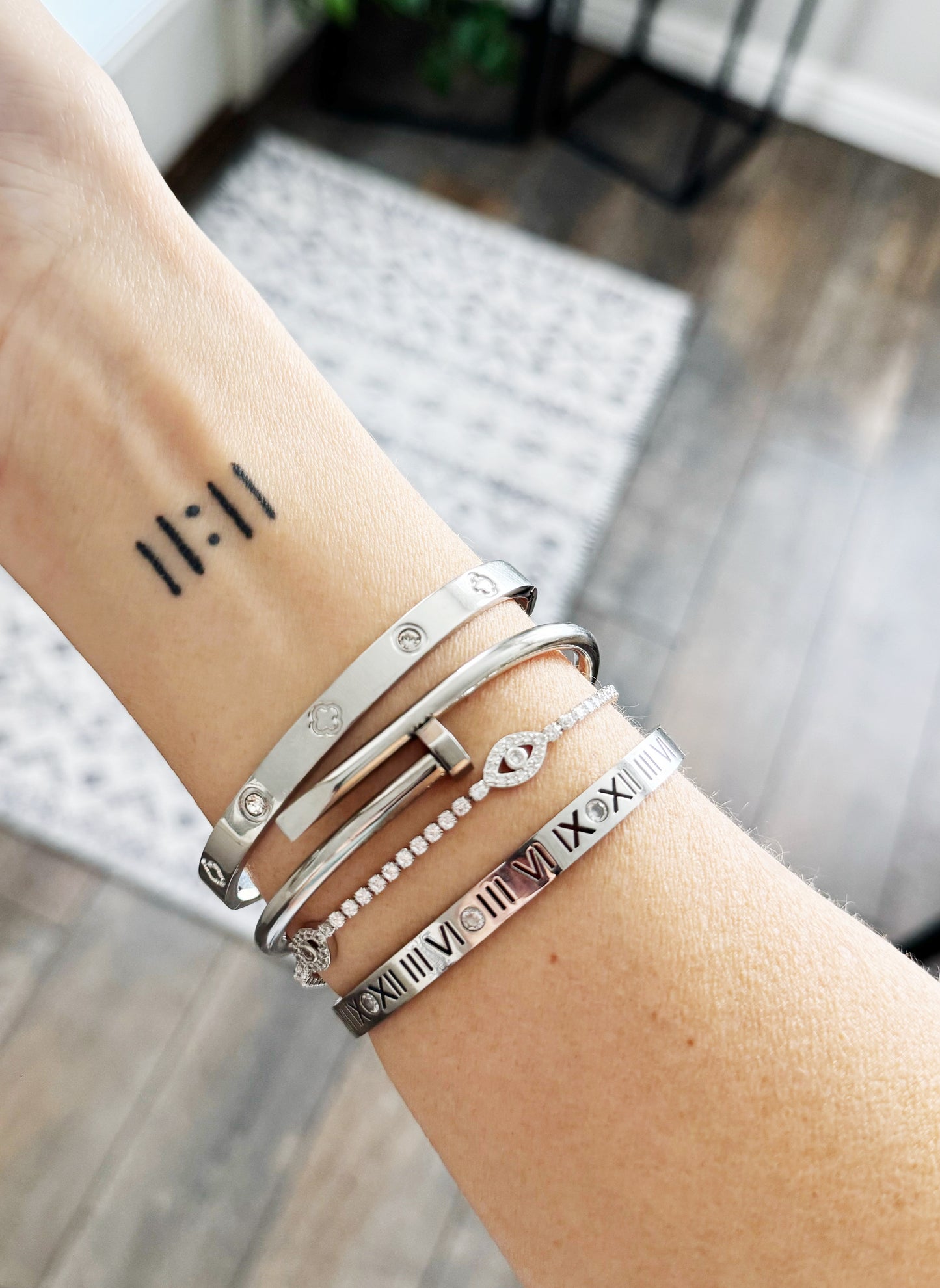 Silver Nailed Cuff Bracelet