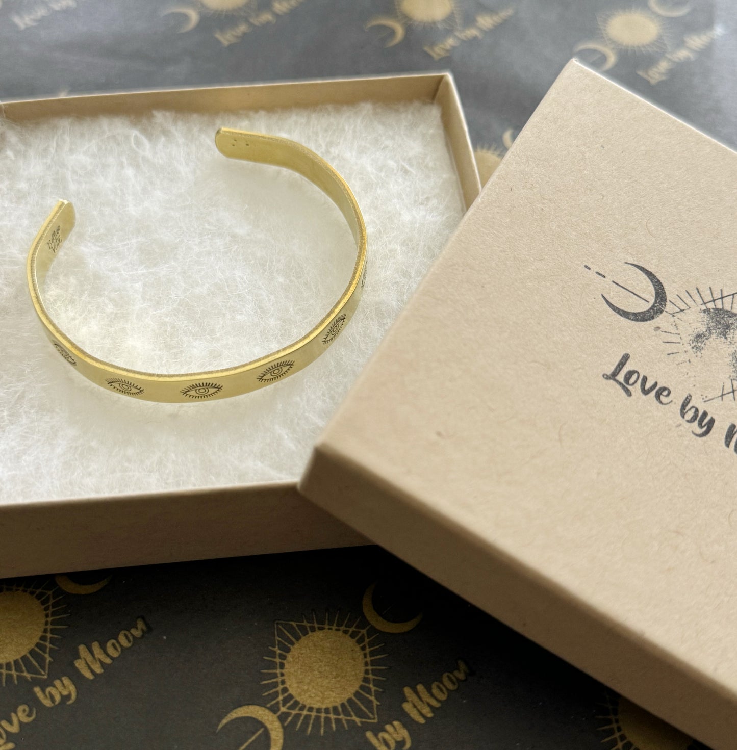 Eye Hand Stamped Brass Cuff Bracelet