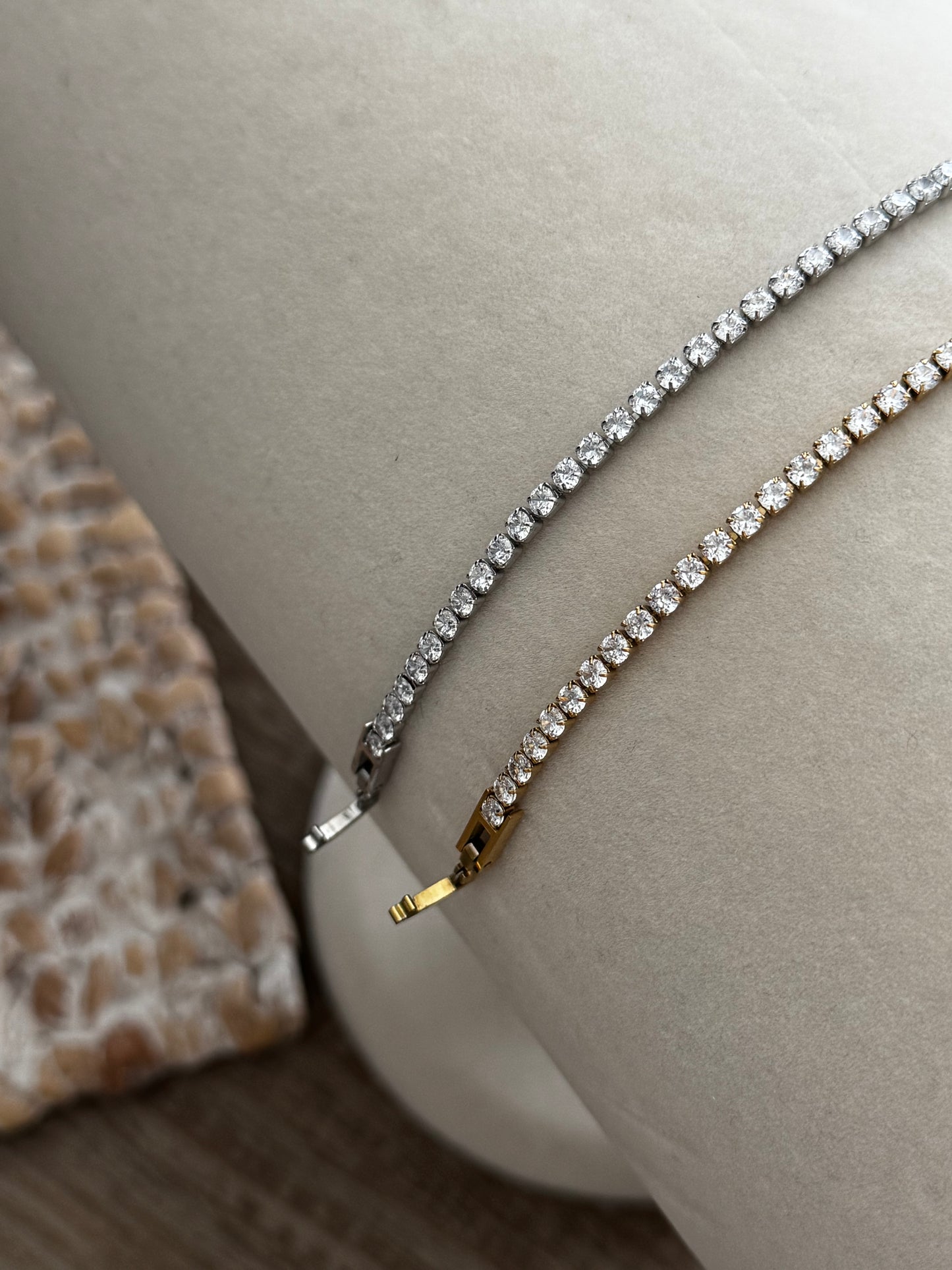 Gold or Silver Crystal Tennis Bracelet