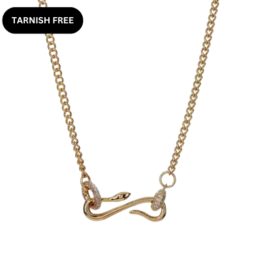 Gold Snake Charm Necklace