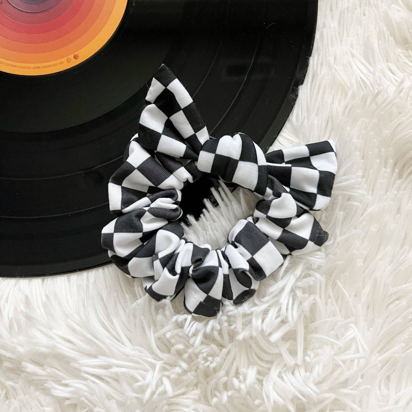 Cutest Checkered Scrunchie, Black Check, Checkered Hair Tie, Boho Scrunchie, Checkered Print, Scrunchie, Hair Accessory, Teen Girl, Cute