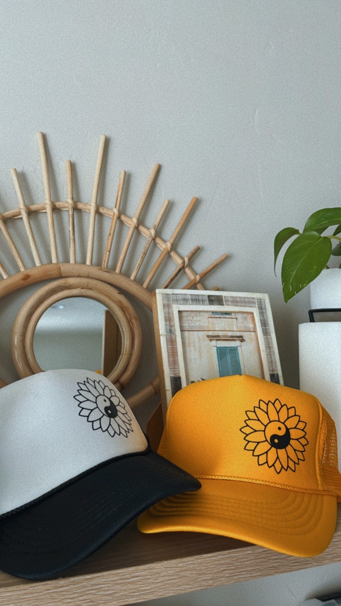 Bohemian Sunflower Trucker Hat, Cute Trucker Hat, Women's Hats, Yellow Hat, Retro Hat, Snapback, Summer Hat, Vacation Hat, Rad Hats,  Hat