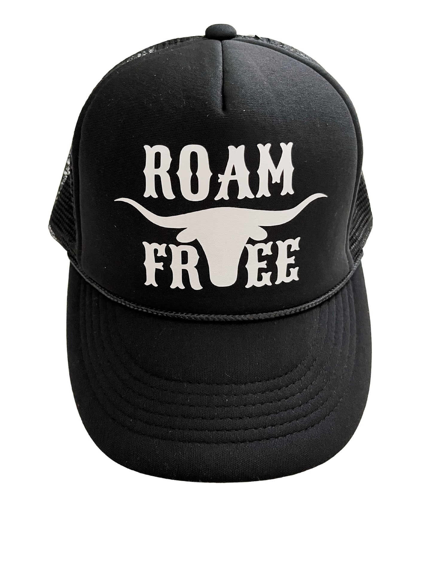Cowboy Trucker Hat, Cute Trucker Hat, Women's Hats, Rodeo Hat, Western Hat, Snapback, Cowgirl Hat, Vacation Hat, Roam Free, Bull Skull, Bull