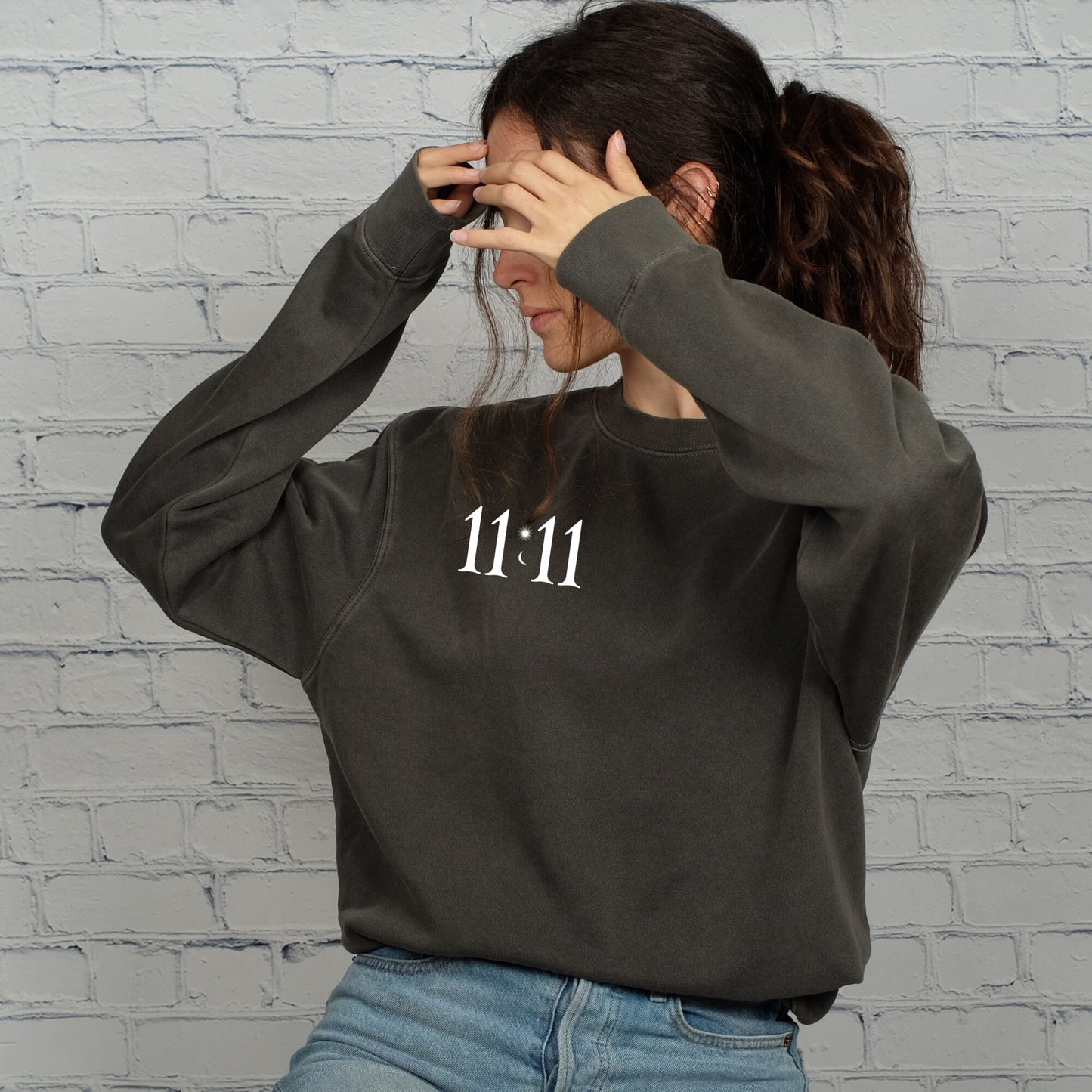 1111 Black Crewneck, Angel Numbers, 1111, Numerology, Cute Sweatshirts, Black Sweatshirt, Witchy, Witchy Apparel, Black Crewneck, 1111 Crew