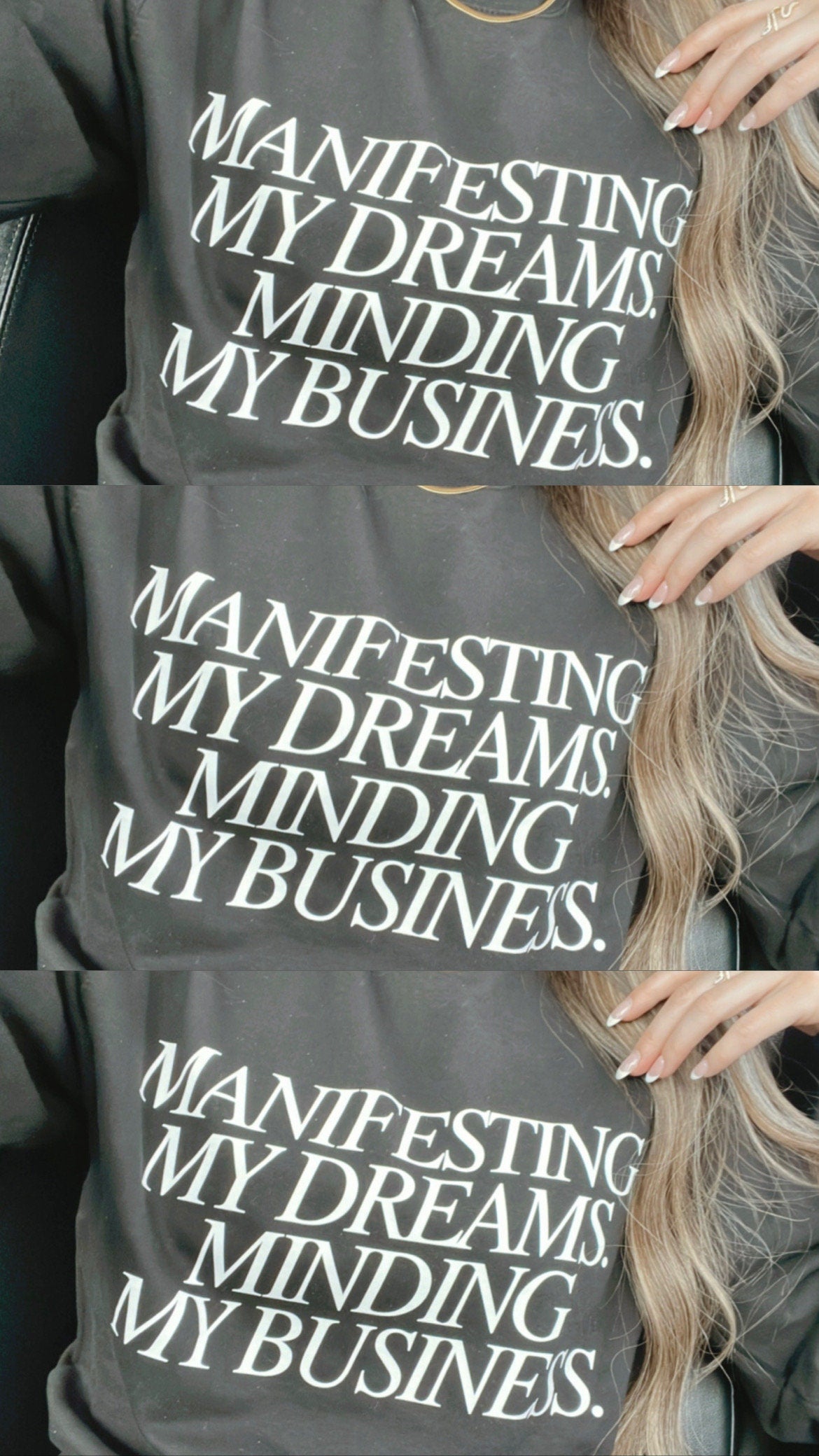 Manifesting My Dreams Minding My Business Crewneck, Graphic Sweatshirt, Women's Crew,  Black Sweatshirt, Spiritual Apparel, Manifestation