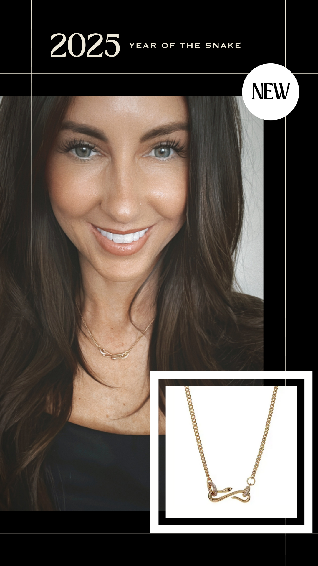 Gold Snake Charm Necklace