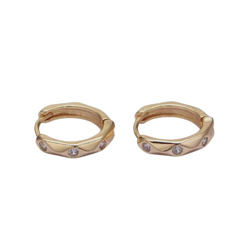 Gold Faceted Huggie Hoop Earrings