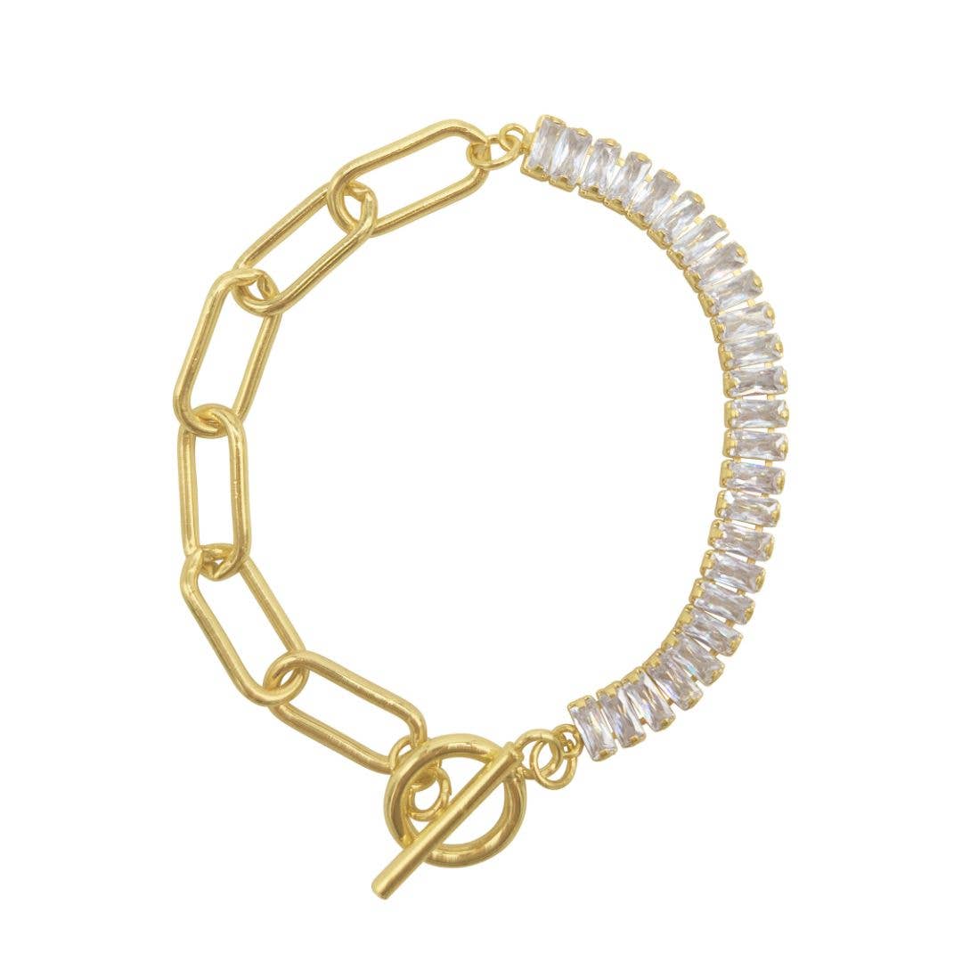 Gold Paper Clip Toggle Bracelet