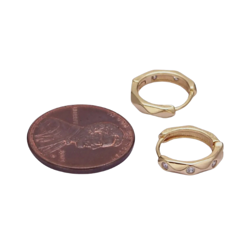 Gold Faceted Huggie Hoop Earrings