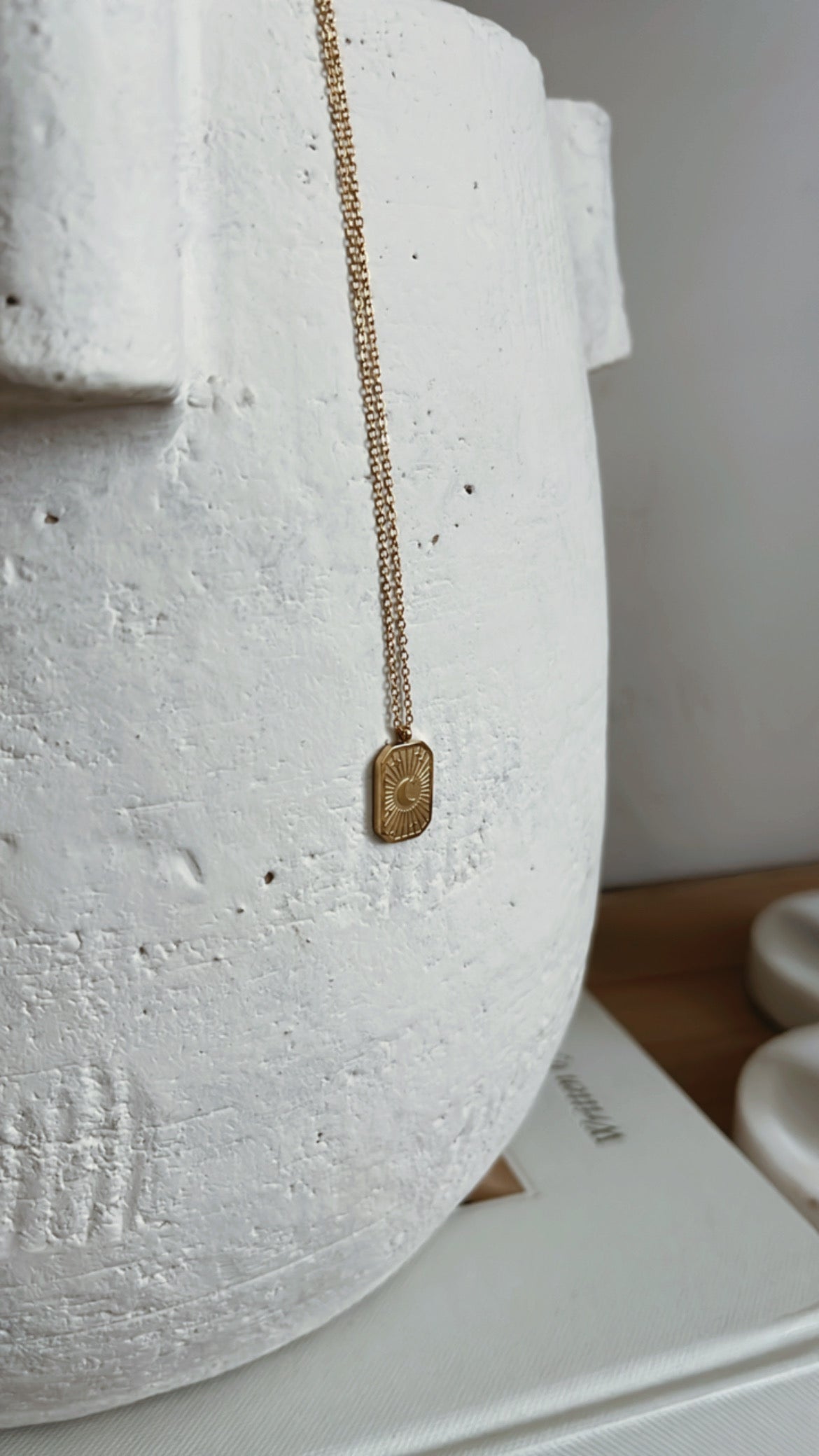 Moon Burst Gold Pendant Charm Necklace