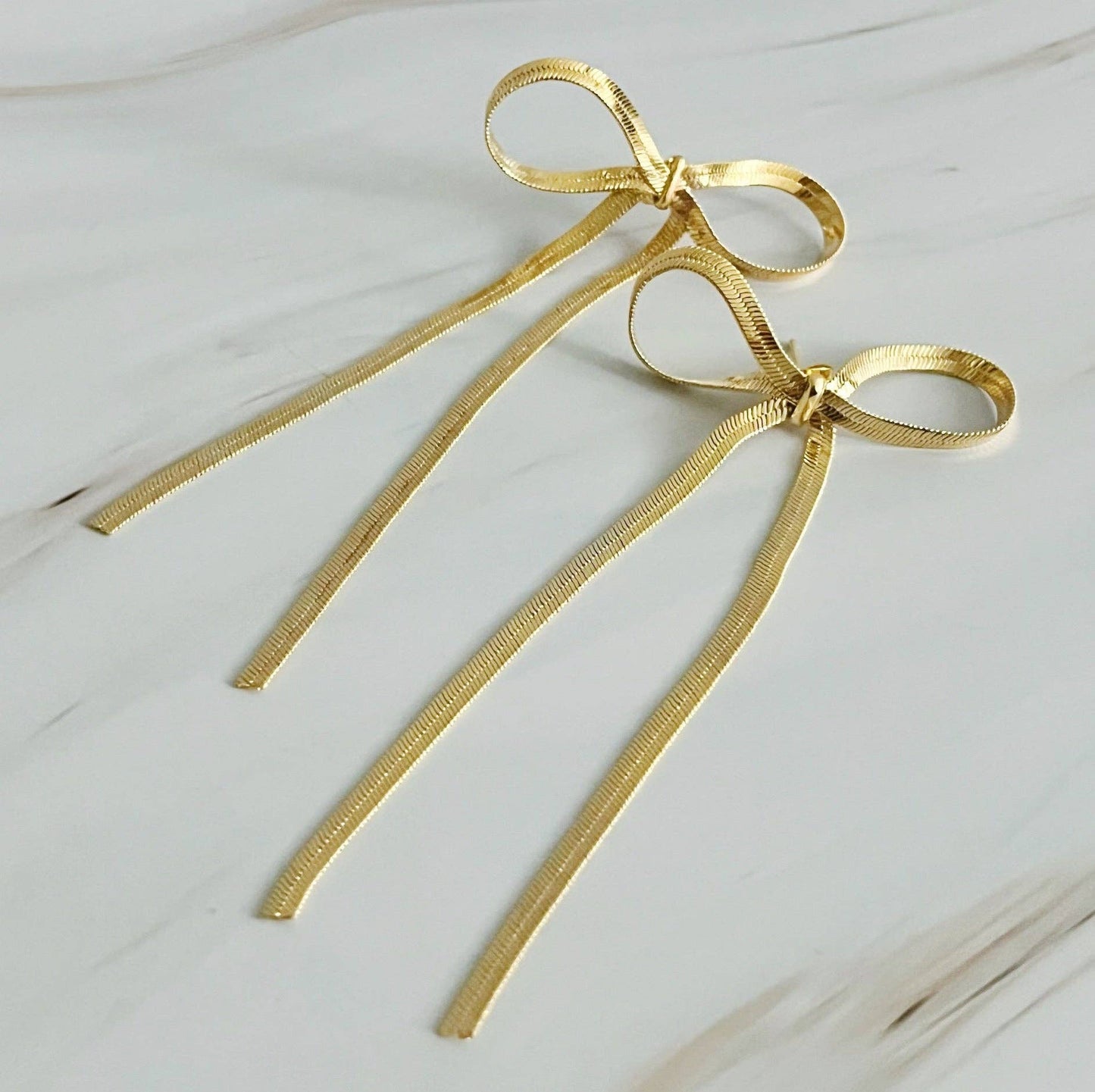 Golden Gift Bow Earrings