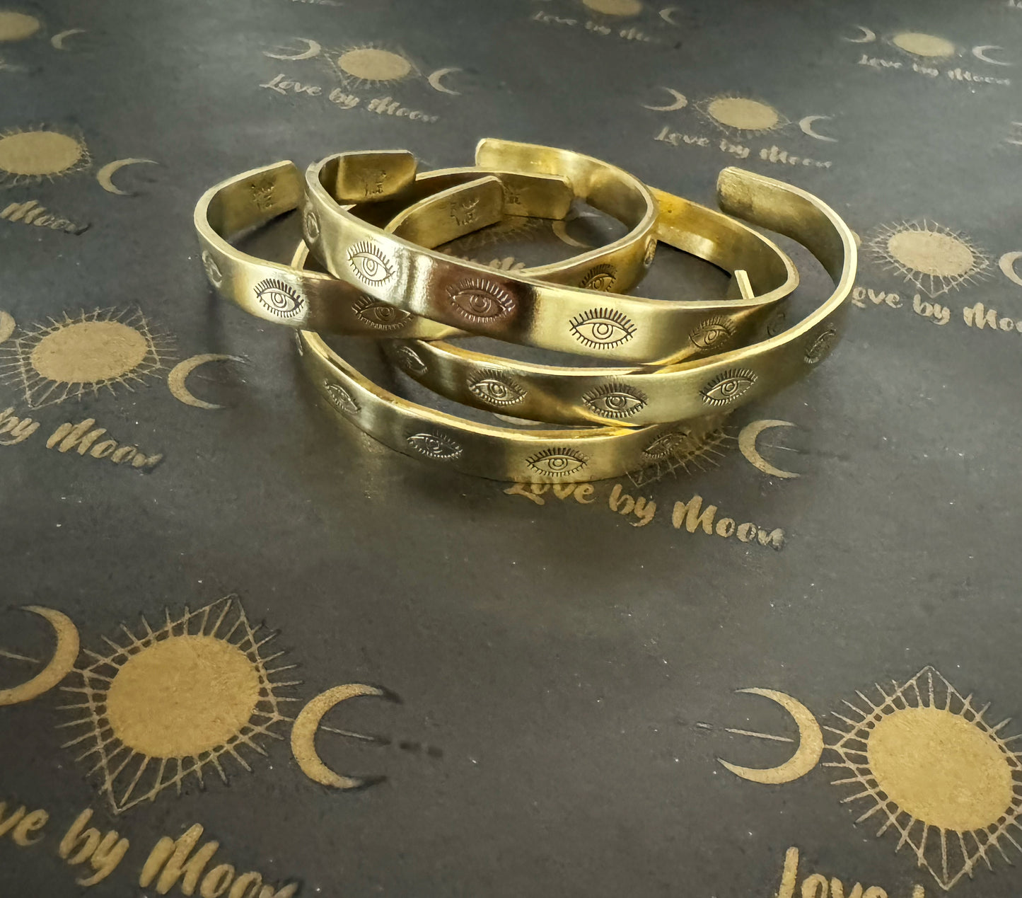 Eye Hand Stamped Brass Cuff Bracelet