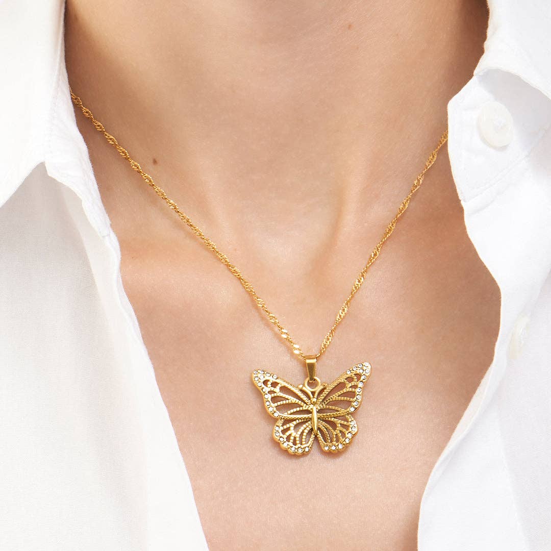 Stunning Gold Butterfly Necklace