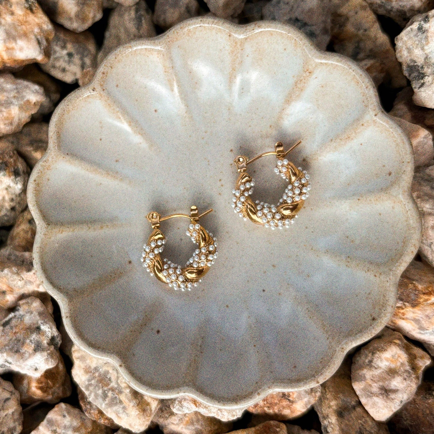 Hepburn Pearl Hoop Earrings