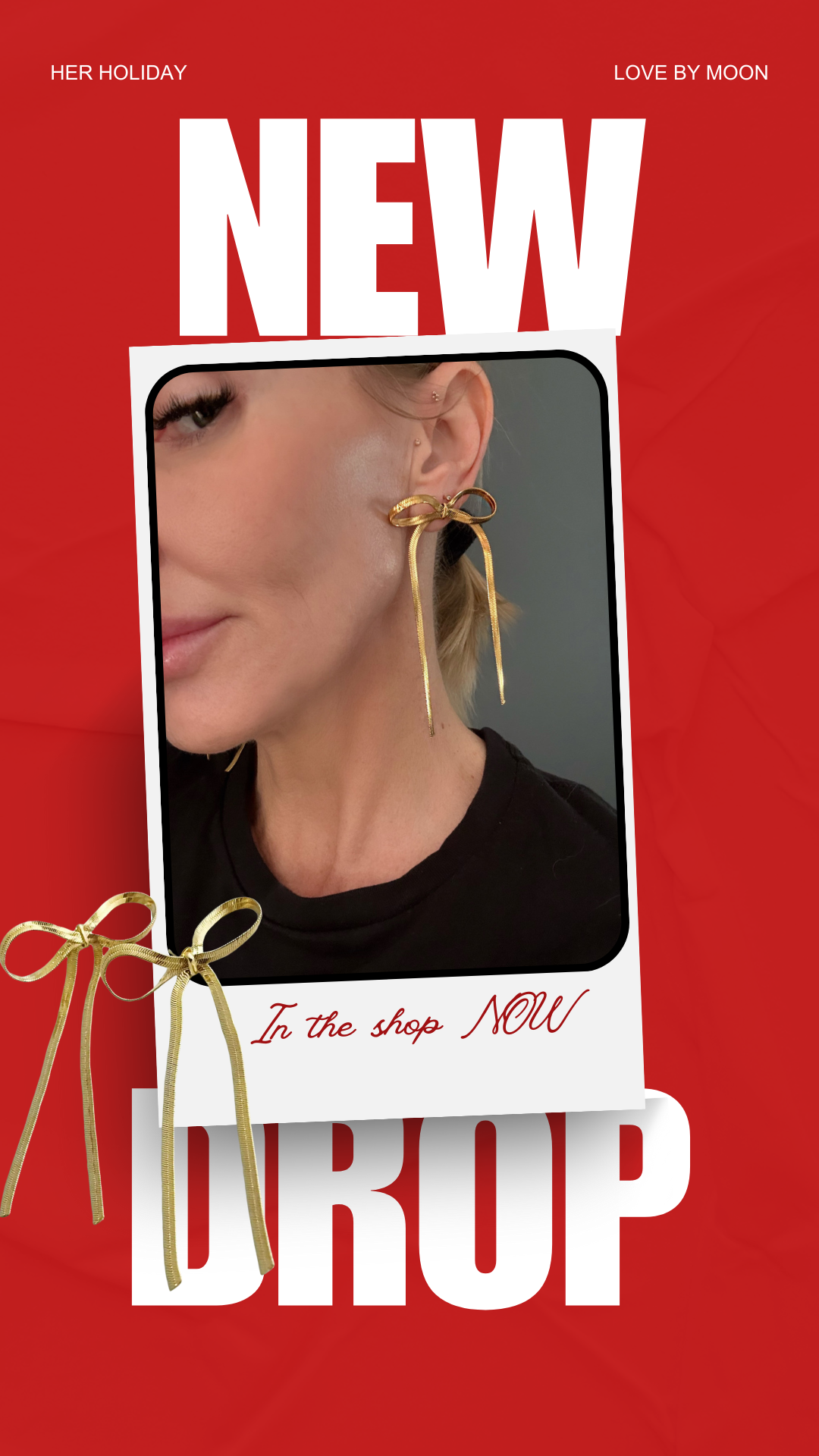 Golden Gift Bow Earrings