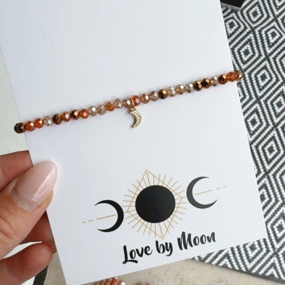 Crystal Crescent Moon Charm Bracelet