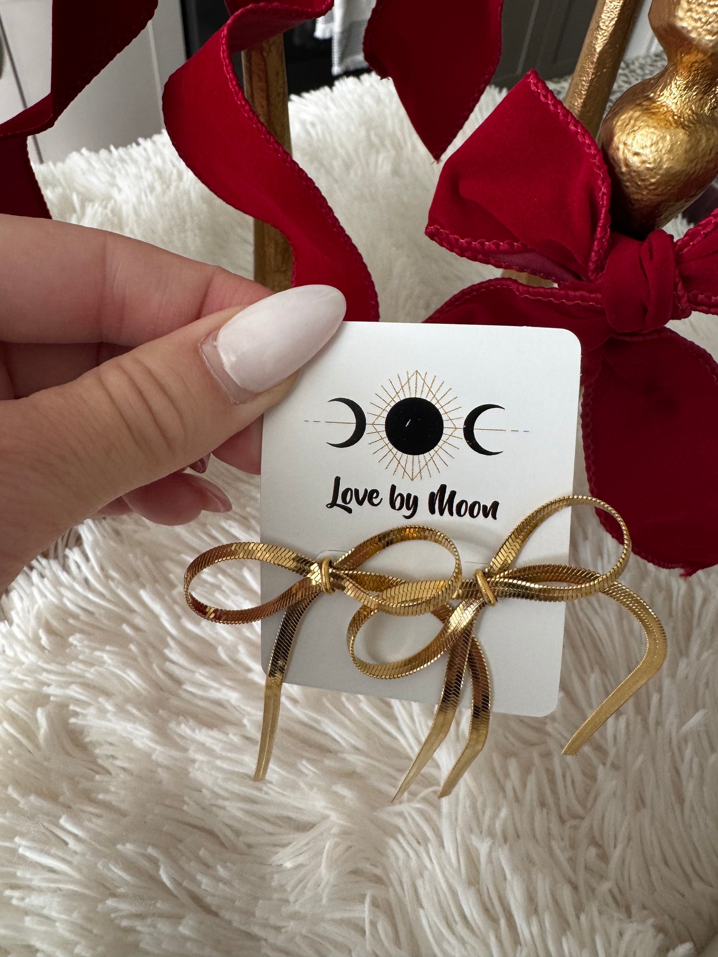 Golden Gift Bow Earrings