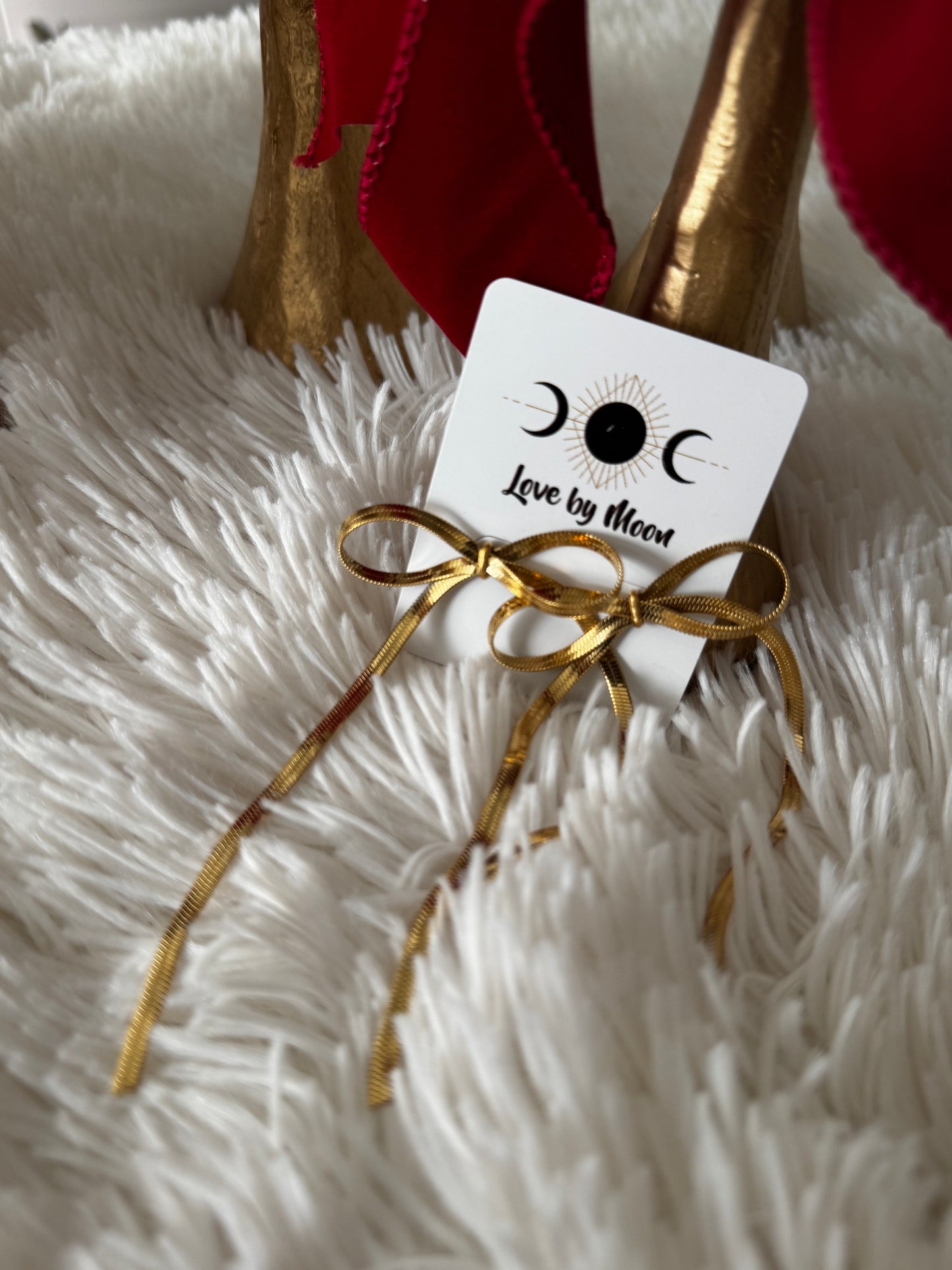 Golden Gift Bow Earrings
