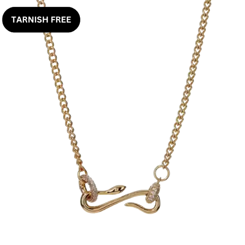 Gold Snake Charm Necklace 