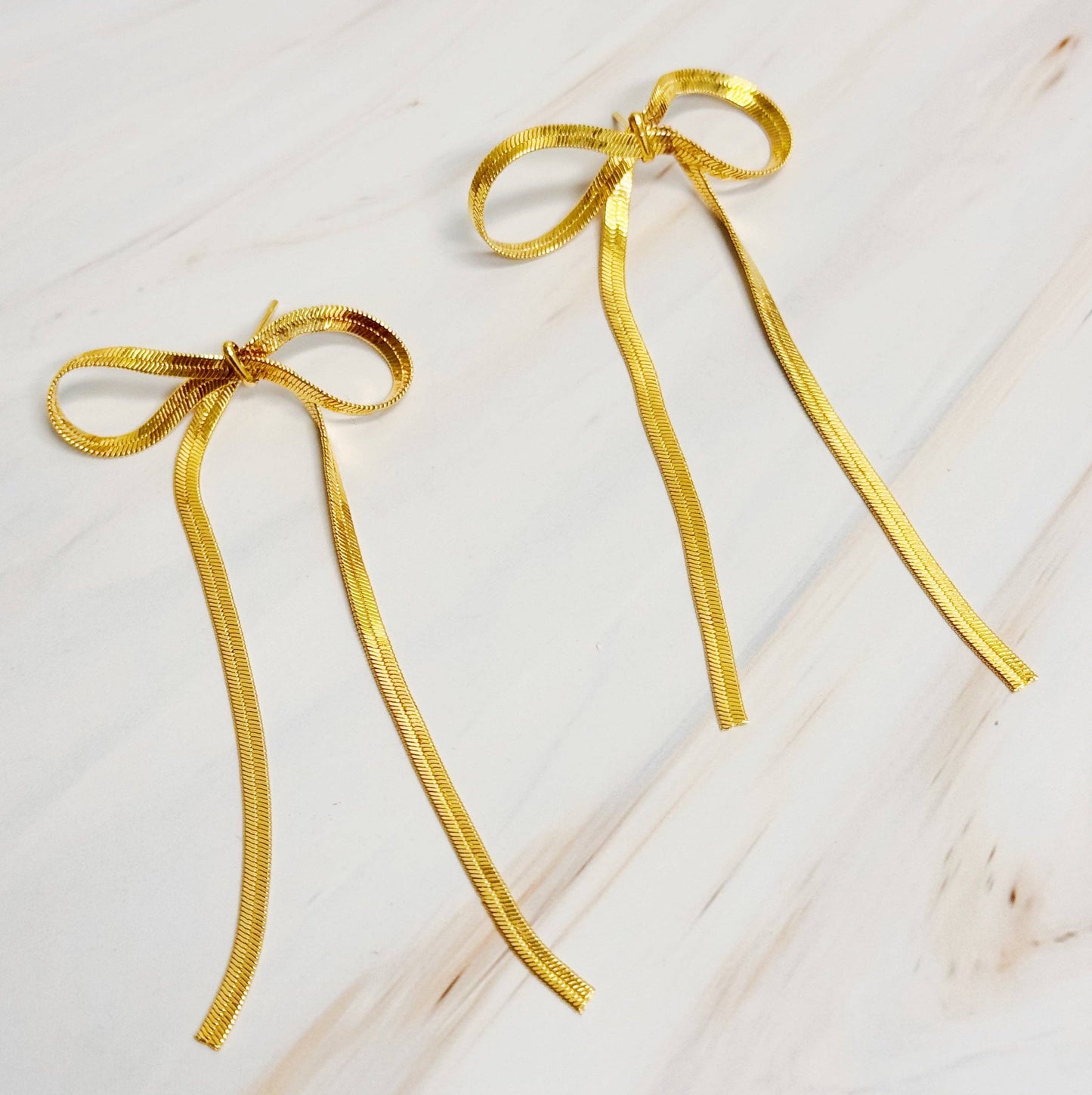 Golden Gift Bow Earrings